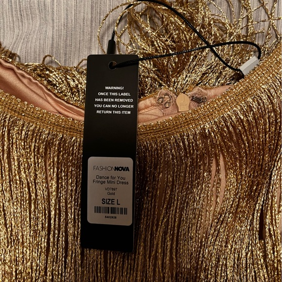 Fashion Nova Gold Fringe Dress - Picture 4 of 5
